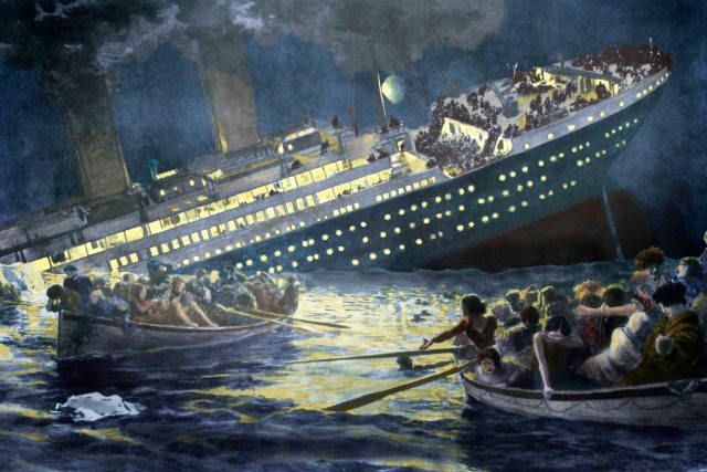Ilustrace zachycuje,  jak to mohlo vypadat při potopení Titanicu | foto: Shutterstock