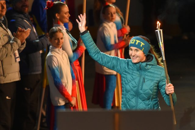 Šárka Strachová na slavnostní zahájení Her IX. zimní olympiády dětí a mládeže 19. ledna 2020 v Karlových Varech | foto: Slavomír Kubeš,  ČTK